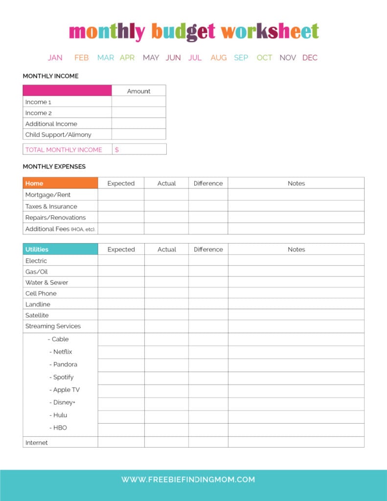 best budget tracker template printable